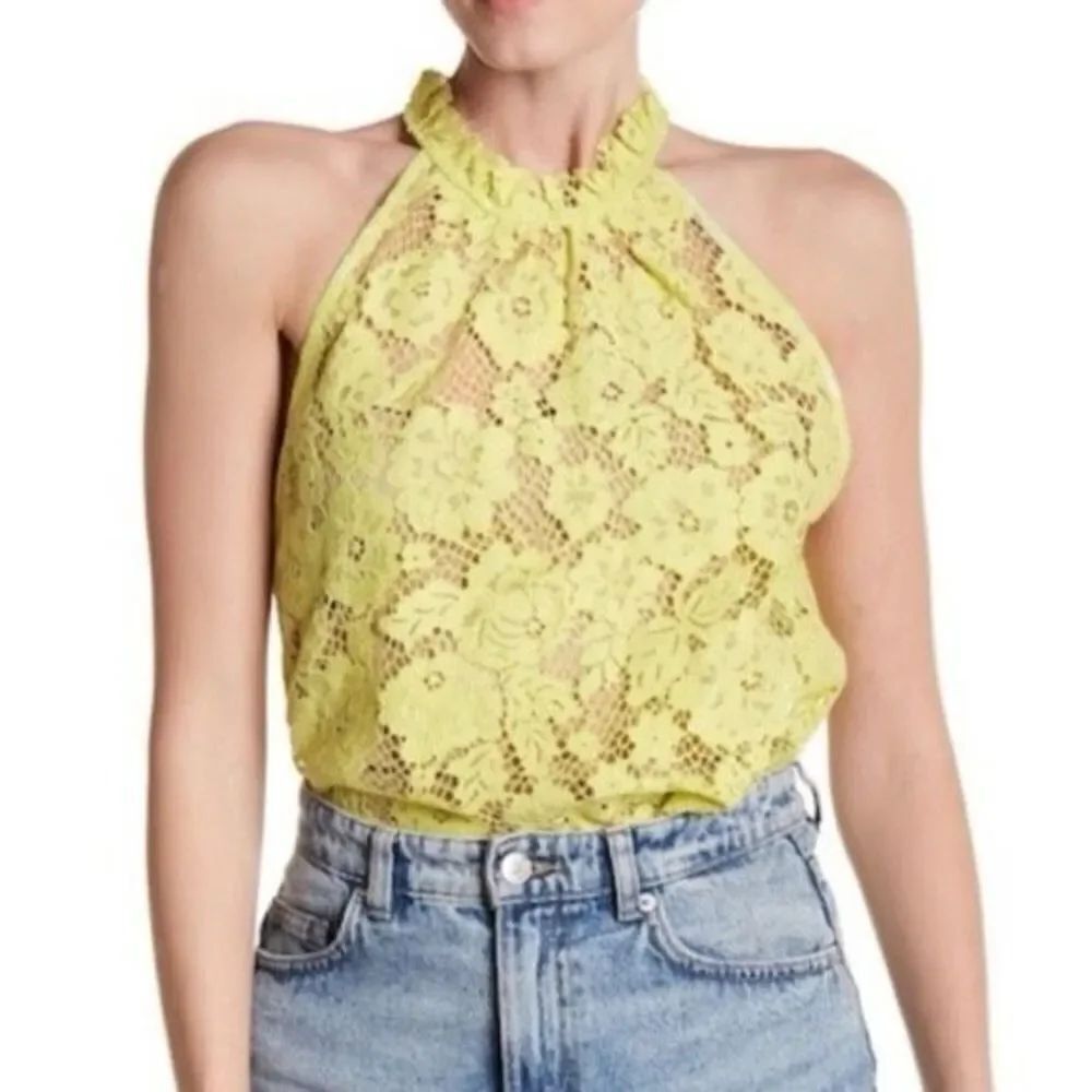 ✨HP✨Free people lace high neck yellow sz small top✨